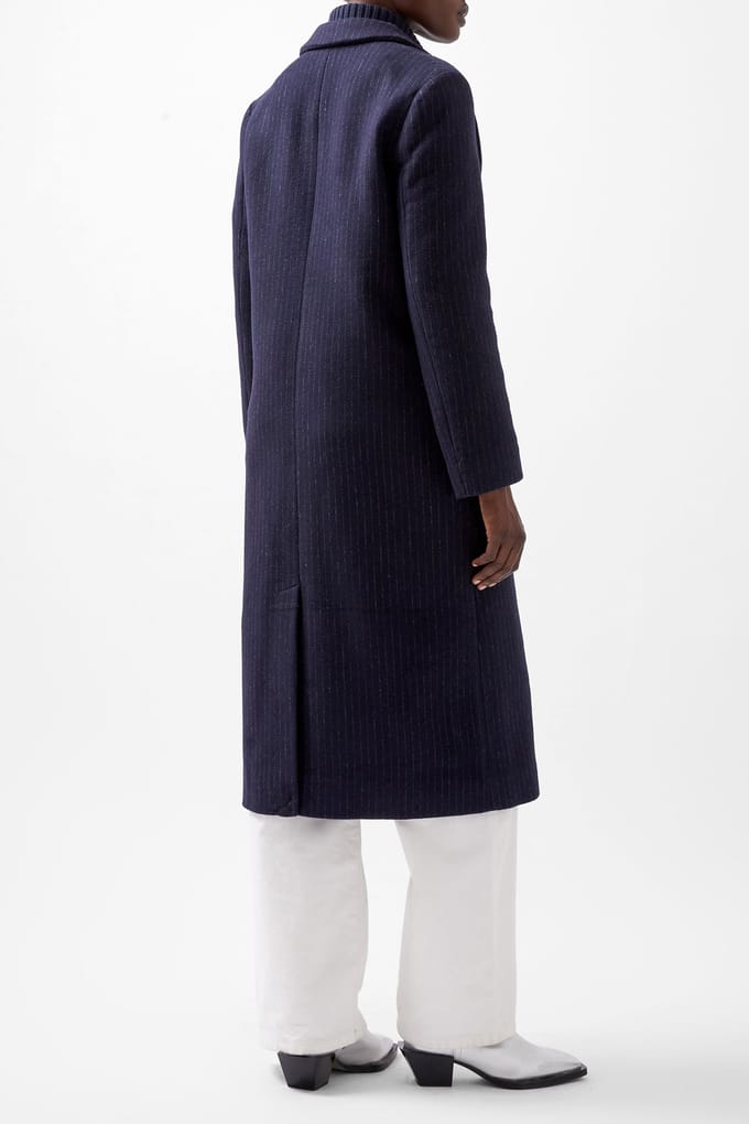 French Connection Arlana Pin Stripe Coat Navy And Grey Taglia: S | Cappotti monopetto Outlet | Donna | Blu