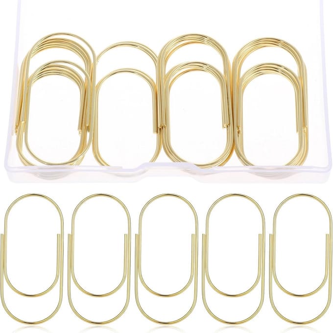 Grote Gouden Paperclips 50mm - Set van 20 Stuks voor Documentorganisatie