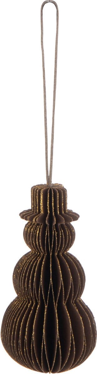 J-Line hanger Sneeuwman - papier - bruin - small - 4 stuks