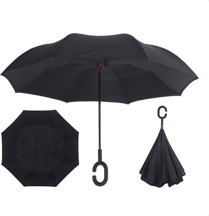 Allernieuwste.nl® SmartPlu - Grote Storm Paraplu - Zwart - Omkeerbaar - Ergonomisch - microfiber - paraplu - 105cm