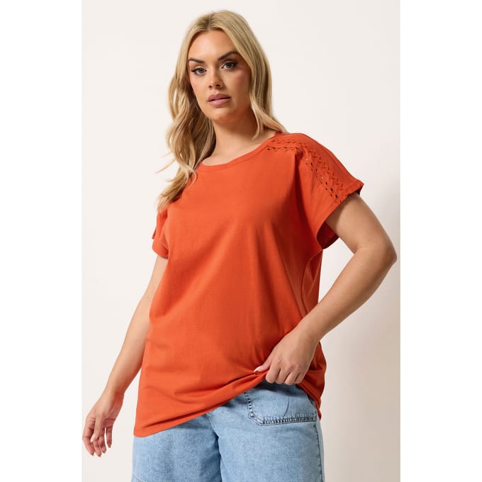 Yours Oranje Tshirt Met Aangeknipte Mouwen Size 46