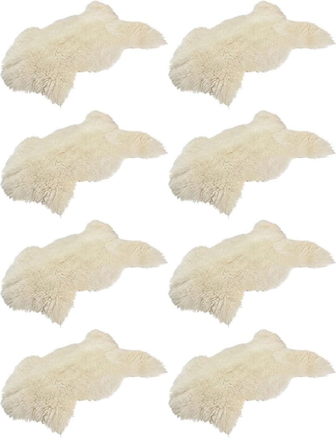 Schapenvacht Natuurlijk Wit/Creme (80-95cm) - set van 8 vachten