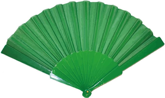 Handwaaier/spaanse waaier - groen - polyester - Verkoeling in de zomer - 41 x 22 cm