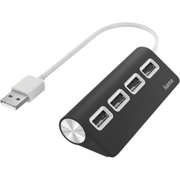 Hama 00200119 USB-hub 4 poorten USB-A USB 2.0 480 MBit/s Zwart