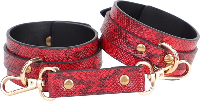 Smart Moves - Handboeien - Snake Print - PU Leer - Rood