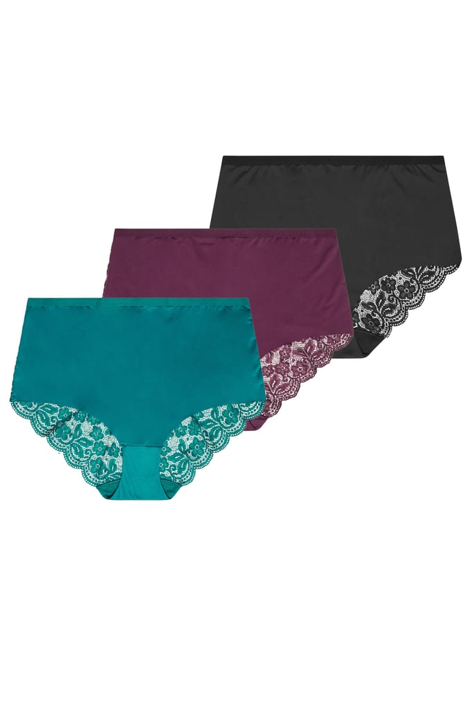 Yours Yourset Set Van 3 Groene En Bordeauxrode Kanten Maxislipssize 42-44