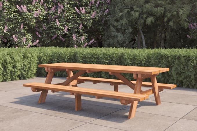 Rockwood® 6x Picknicktafel Hardhout Giant (4,5cm dik) 2.50m