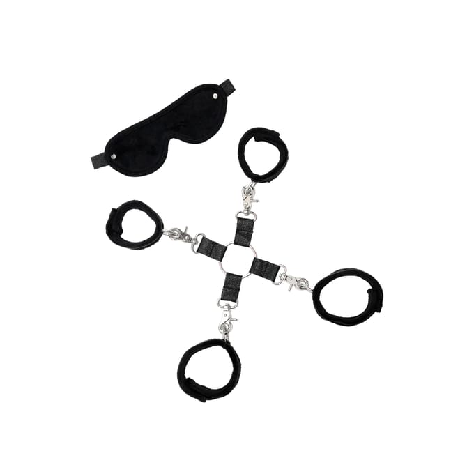 Rimba - Soft Bondage Set Met klittenband (6-delig) - Zwart
