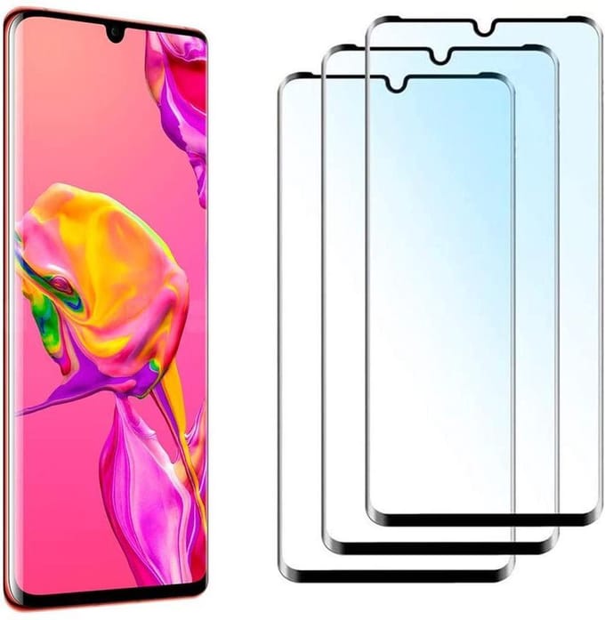 Screenprotector Glas - Full Curved Tempered Glass Screen Protector Geschikt voor: Huawei P30 Pro  - 3x