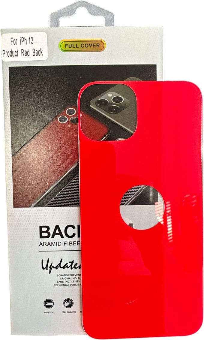 Armid Fiber Achter glas beschermer Geschikt voor: Apple iPhone 13 (Red) Achterkant Temper Glass Protector - Back Screen Protector