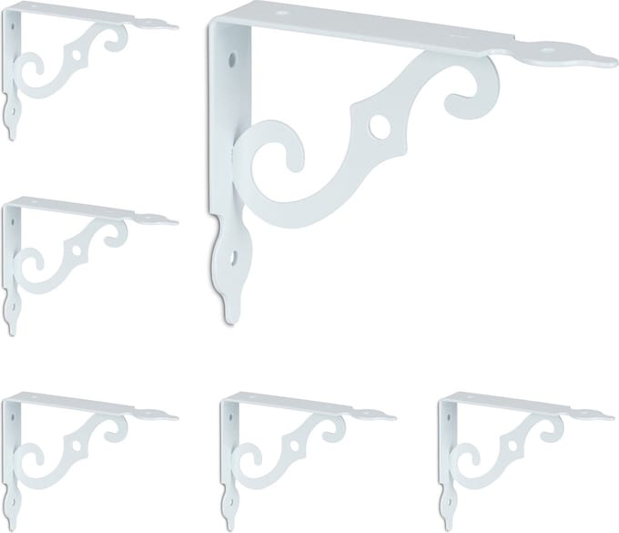 plankdrager set van 6 - metaal - 11x2,5x14 cm - wit