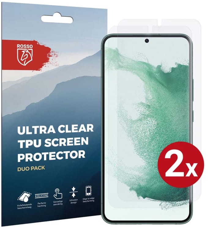 Rosso Screen Protector Ultra Clear Duo Pack Geschikt voor Samsung Galaxy S22 Plus | Folie | 2 Stuks