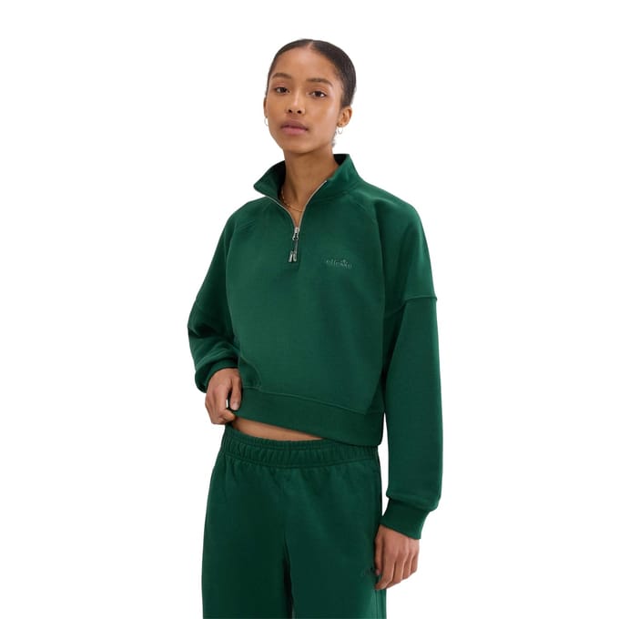 Ellesse Dames Carrera Kwart Rits Sweatshirt (Donkergroen)