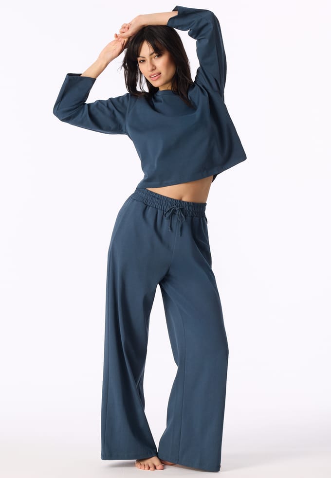 Langere broek van Heavy Single Jersey, diepblauw - Mix+ Relax 36