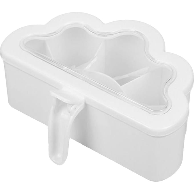 Wolkvormige Kruidenbox Eendelig 6-vaks Specerijendoos met Transparant Deksel 6 stuks Lepels white