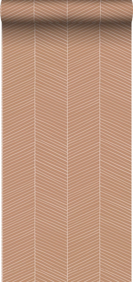 ESTAhome behang visgraat-motief licht terracotta - 53 cm x 10.05 m - 139357