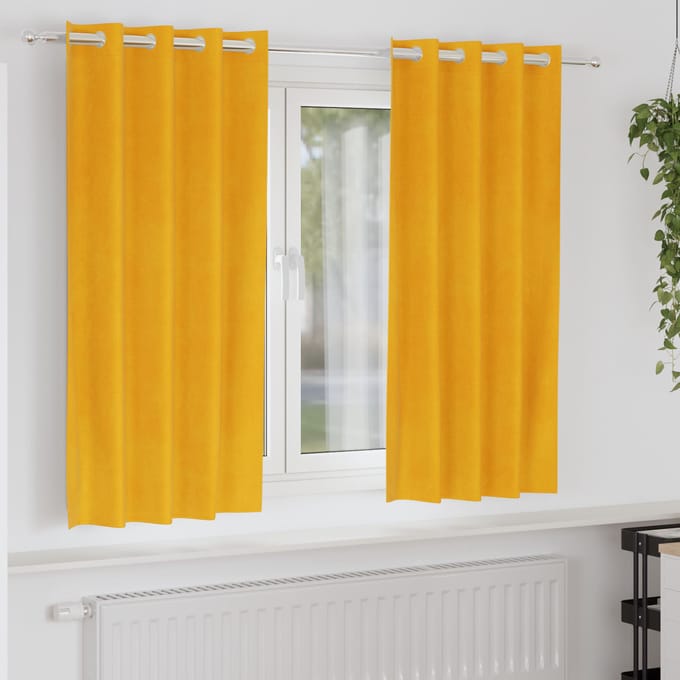 vidaXL - Gordijnen - 2 - st - Mosterdgeel - 140 - x - 175 - cm - fluweel
