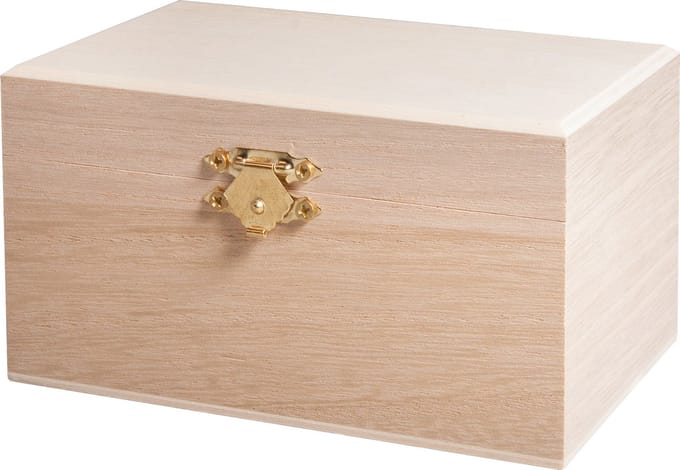 Rayher Hobby kistje/box - hout - met sluiting en deksel - 14 x 8 x 7 cm - opbergen