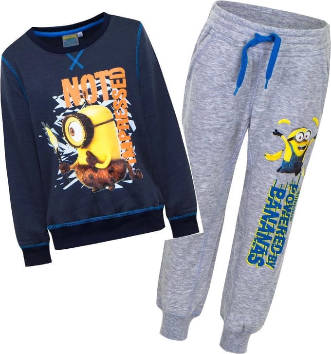 Minions Joggingpak / trainingspak - blauw/grijs - maat 92/98 (3 jaar)