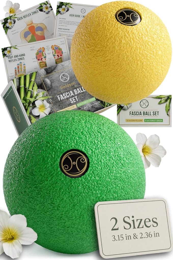 SnelShoppen - Fasciabal Set van 2, Harde Massageballen 6 cm en 8 cm voor Full-Body Massage, Ontspanning Nek, Schouders, Rug en Voeten, Ideaal voor Thu