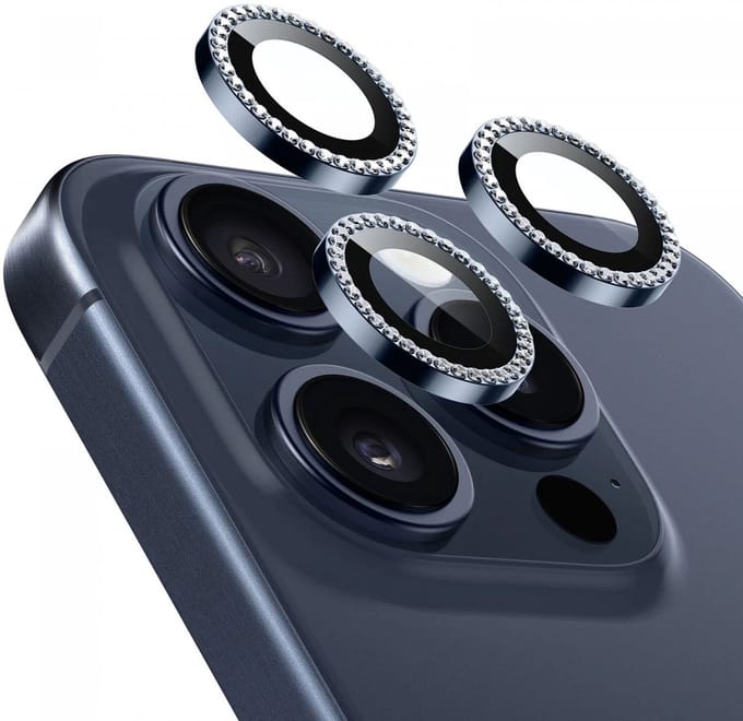 ESR Camera Lens Protector Geschikt voor Apple iPhone 15 Pro / 15 Pro Max | Glas | Case Friendly | met Applicator | Rhinestone