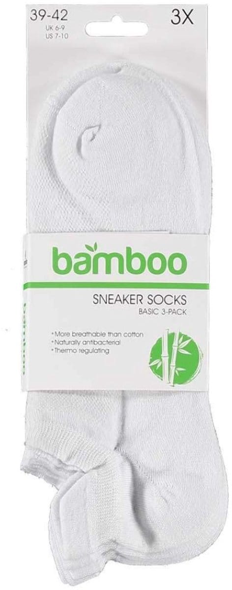 Apollo - 6-Pack - Bamboe Sneakersokken - Hiel Lipje - Antibacterieel - Heren / Dames - wit - 43-46 - 121473001