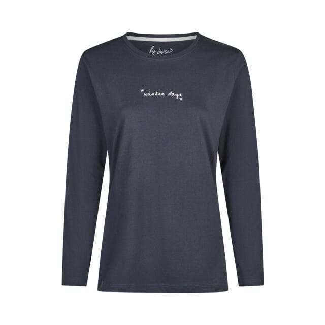 By Louise Dames Pyjama Set Lang Katoen Donkerblauw/Wit Gestreept - Maat S