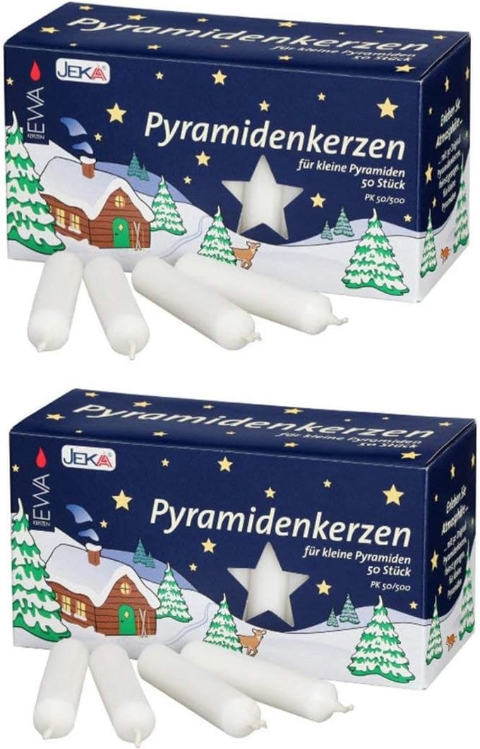 Set van 100 Witte Piramide Kaarsen voor Kerstpiramides en Adventsdecoraties