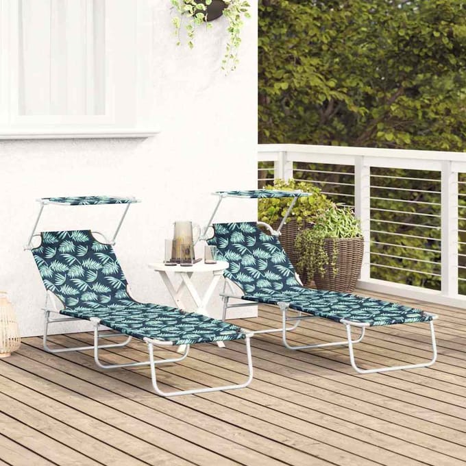 vidaXL Ligstoel 2 pcs Groen 58 x 188 x 77cm Polyester