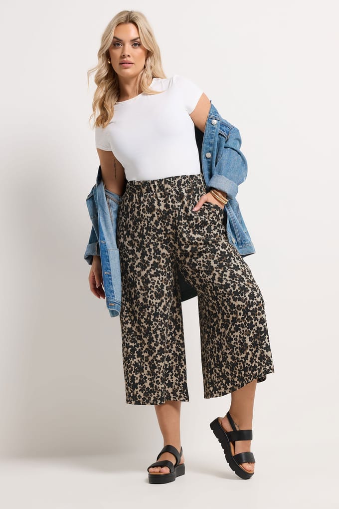 Yours Bruine Broekrok Met Luipaardprint Size 46