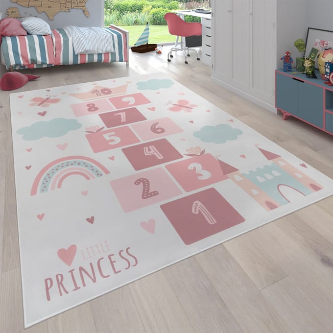 Flycarpets Kindervloerkleed - Binola - Prinses / Hinkelen - Creme