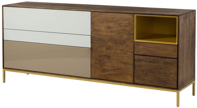 MASSIVMOEBEL24.DE mango dressoir bruin massief hout 200x45x85 cm (BxTxH) geolied gemonteerd CHICAGO deels massief #105