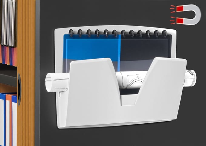 Magnetische wandhouder voor folders, grijs, A4-formaat, 1 vak.