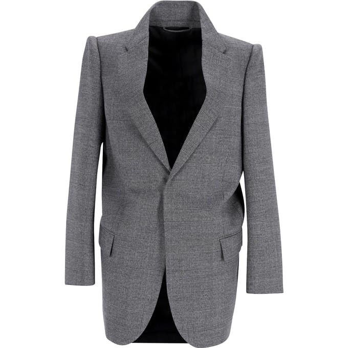Balenciaga Opgehangen Schouder Glen Plaid Jas in Grijs Wol