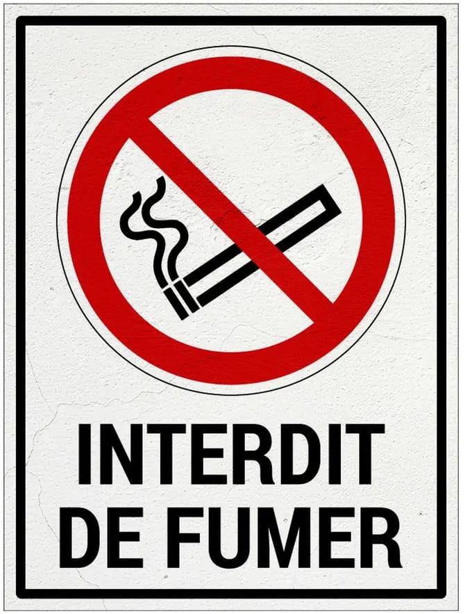 Interdit de fumer bord met tekst | Sign Again materiaal | 28 x 21 cm