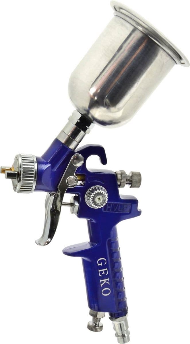 GEKO Compacte HVLP spuitpistool - 0,8 mm - Metaal - 125 ml tank - Roestvrijstalen naald