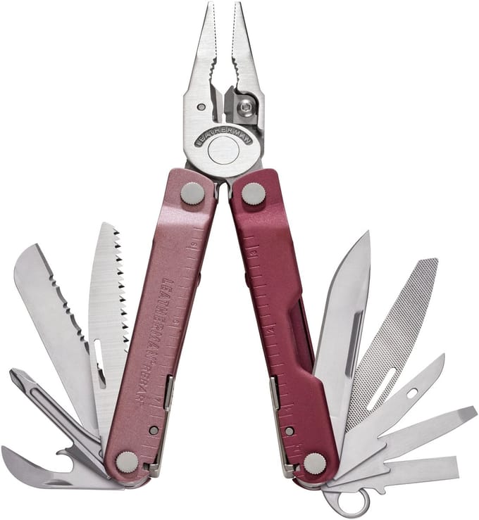 Leatherman Rebar Heathered Cranberry – Krachtige Multitool Met 17 Vergrendelbare Gereedschappen