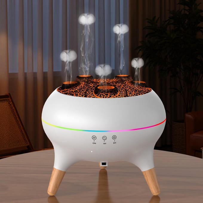 Witte 250ml Aromatherapie Diffuser – 8 LED Kleuren, Timer, Automatisch Uit, Luchtbevochtiger