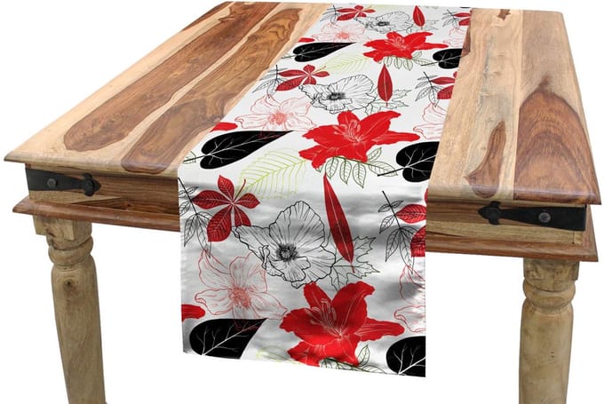 ABAKUHAUS Bloemen tafelloper – 40×180 cm – Meerdere kleuren, Polyester