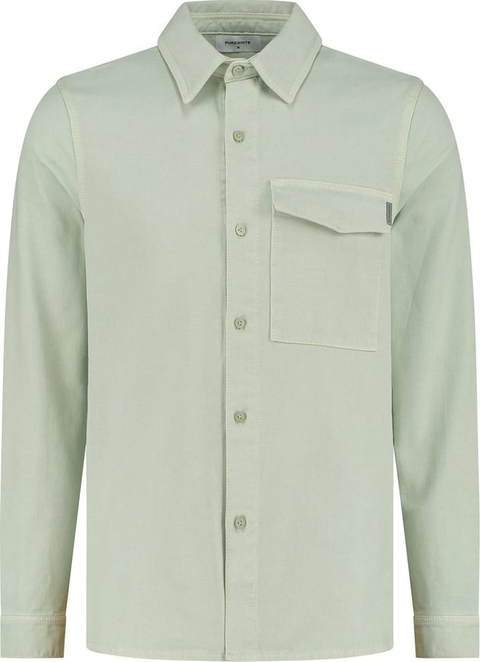Purewhite - Heren Regular Fit Overhemd - Groen - Maat S