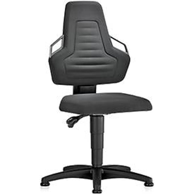 Werkstoel, glijders, Supertec zwart, handgrepen grijs
