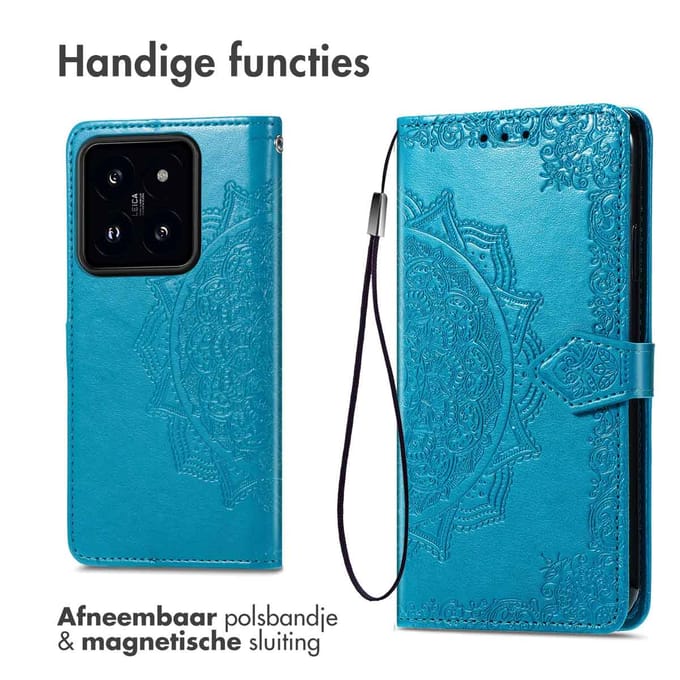 imoshion Hoesje - Geschikt voor Xiaomi 14 - Mandala Bookcase - Turquoise