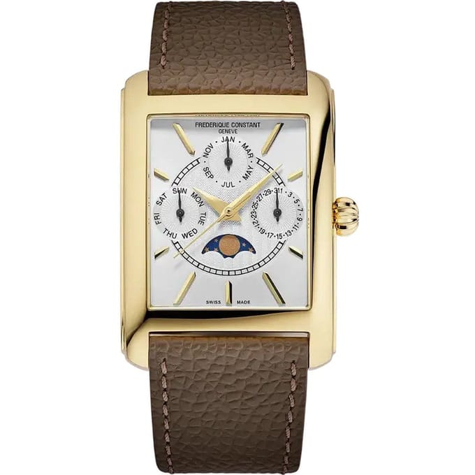 Frédérique Constant Classics Carrée Moonphase FC-265S4C5 Horloge - Leer - Bruin - Ø 36 mm