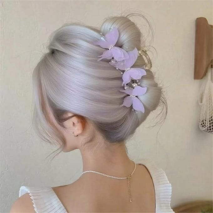 Dames Mesh Vlinder Super Fee Haaientand Haarklem, Achterkant Hoofd Haarklem, Elegant En Romantisch Haaraccessoire blauw