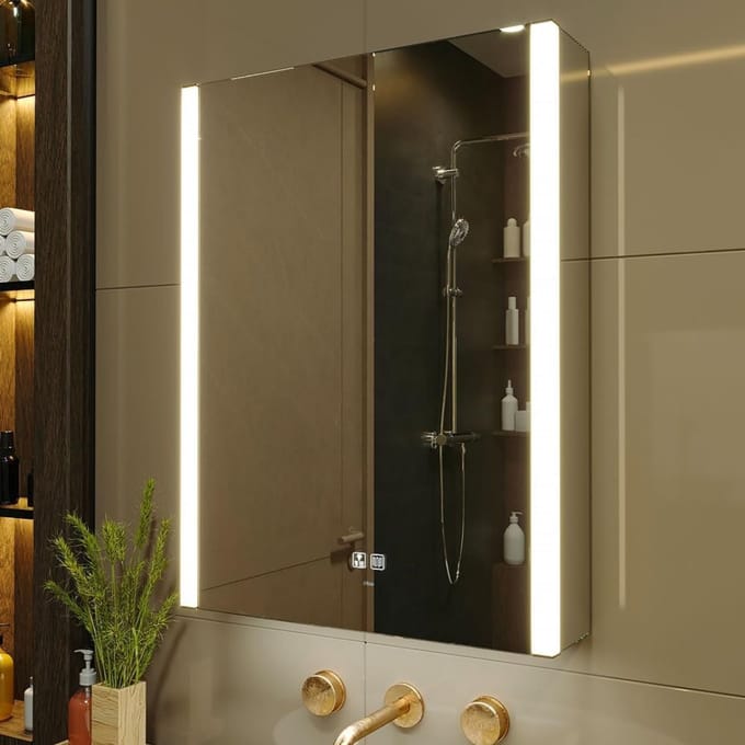 SCH® Spiegelkast Badkamer - Spiegelkast - Zilver - ‎16cm x 55cm x 70cm