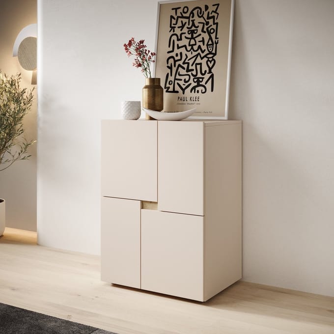 Meubella - Lombok - Dressoir - Beige - 60x42x85 cm