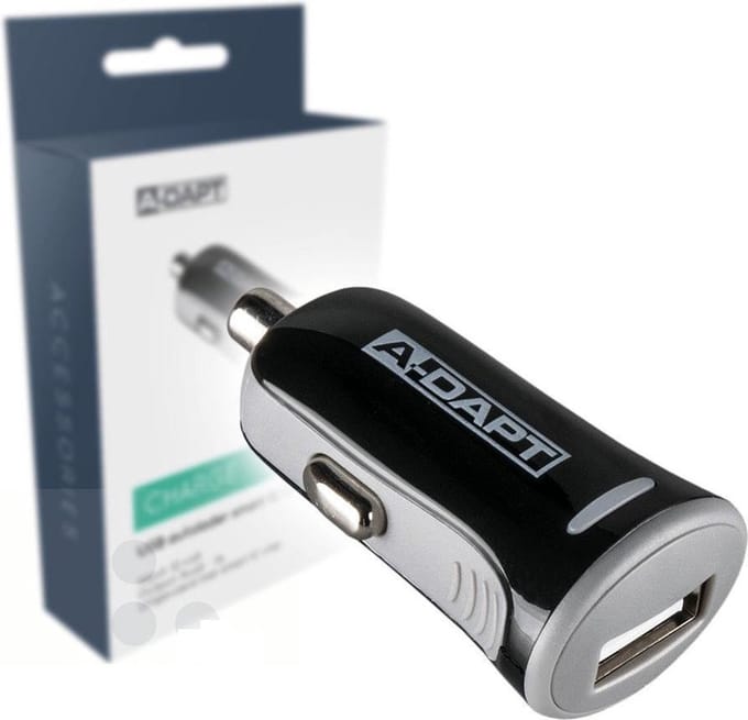 A-DAPT® USB autolader 1x USB 2.4A Smart IC - 12V/24V sigarettenaansteker - zwart