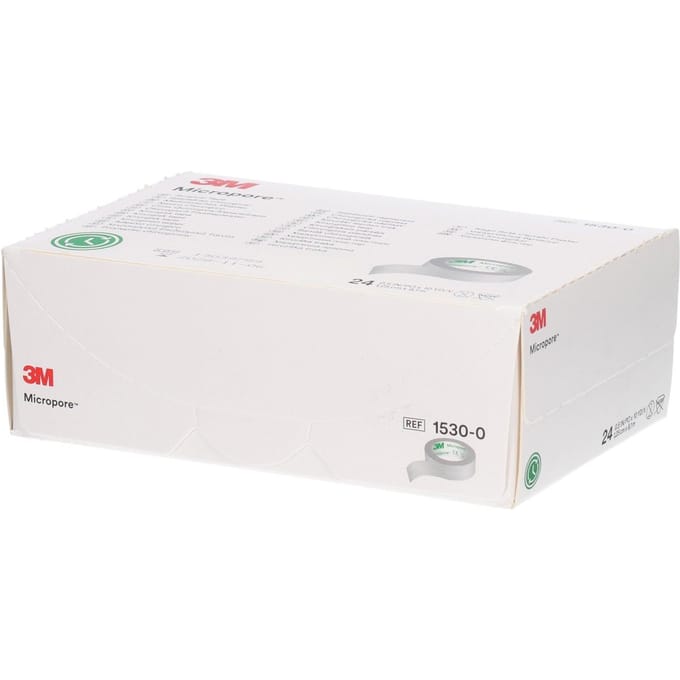 3M Micropor Hechtpleister 1530-0 – 1,25 cm x 9,1 m – 24 Rollen