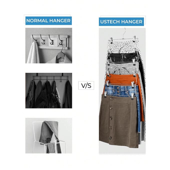 Cintre Multifonctionnel à 6 Couches avec Pinces pour Pantalons et Jupes 1 pièce one-size argenté
