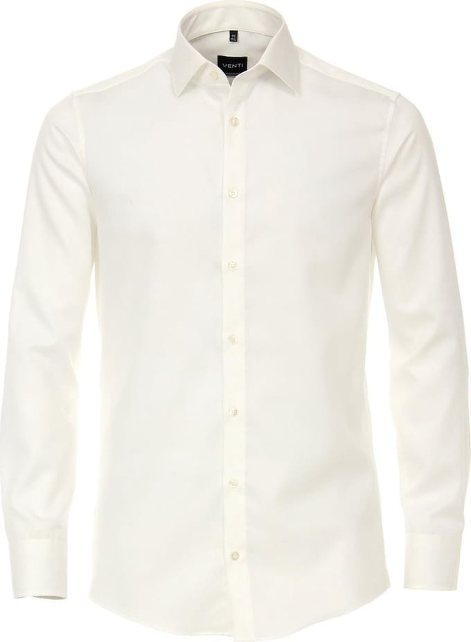 VENTI modern fit overhemd - twill - beige - Strijkvriendelijk - Boordmaat: 40